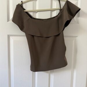 Theory Brown Off-Shoulder Blouse